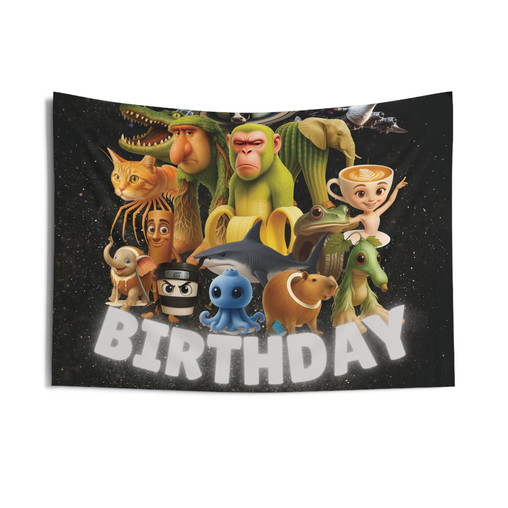 Personalized 'Brainrot' Birthday Wall Tapestry — Custom Boys' Birthday Banner & Party Decor by Printify