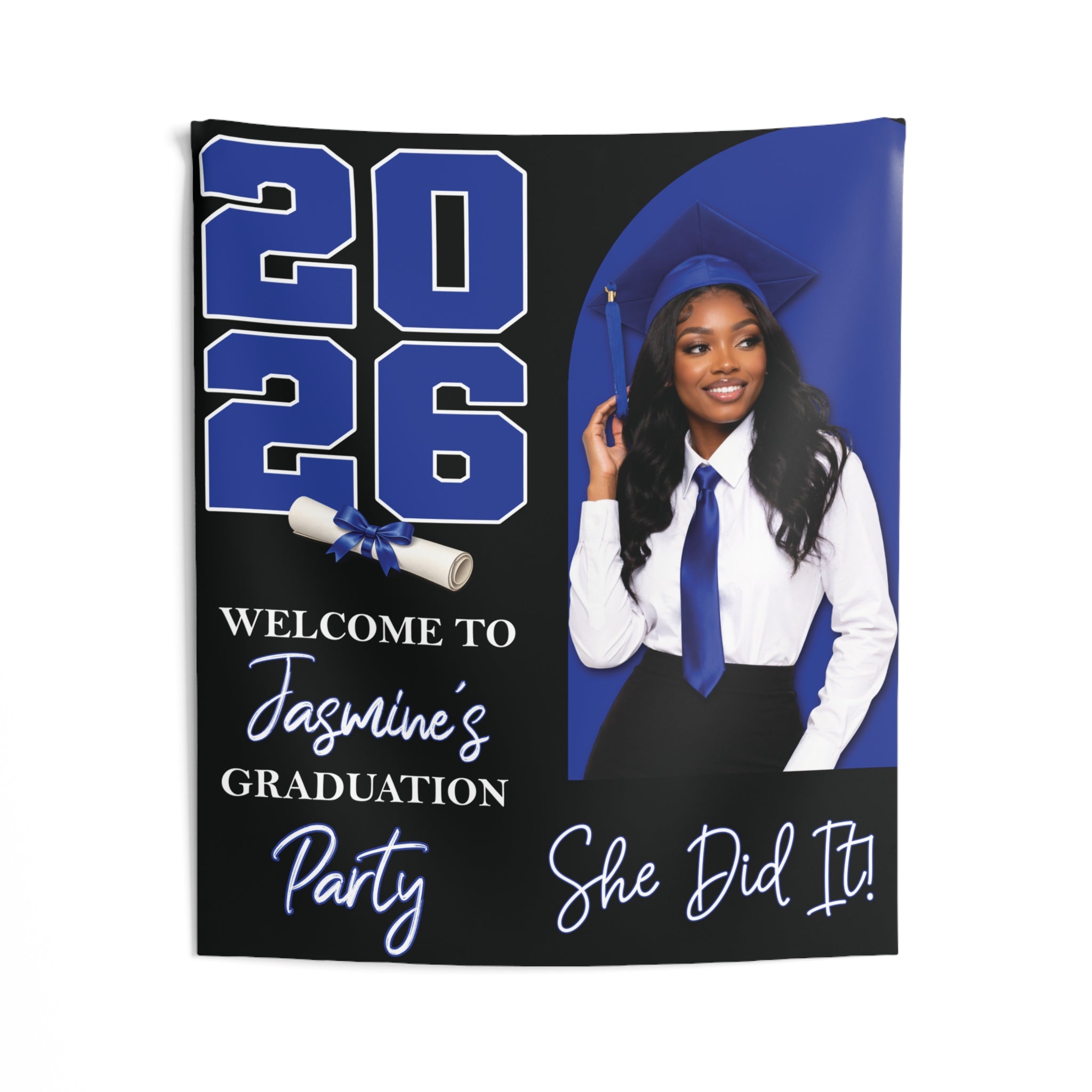 Graduation Party Banner Wall Tapestry With Photo by Printify