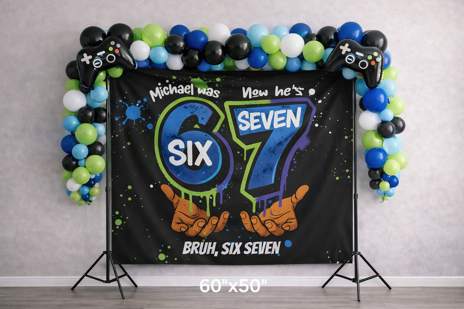 6 7 "I Was Six Now I'm Seven" Personalized Backdrop Banner by Printify