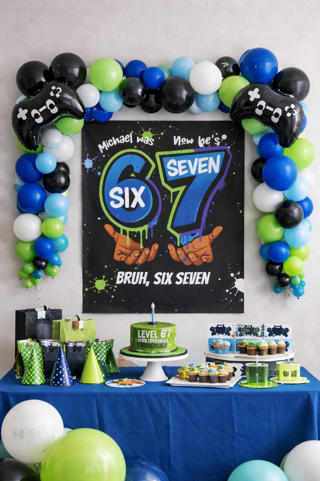 6 7 "I Was Six Now I'm Seven" Personalized Backdrop Banner by Printify