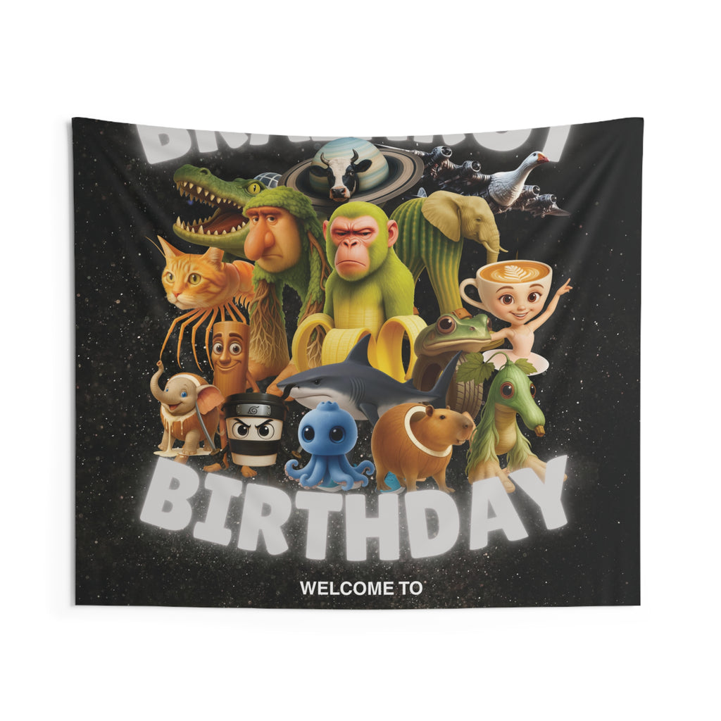 Personalized 'Brainrot' Birthday Wall Tapestry — Custom Boys' Birthday Banner & Party Decor by Printify