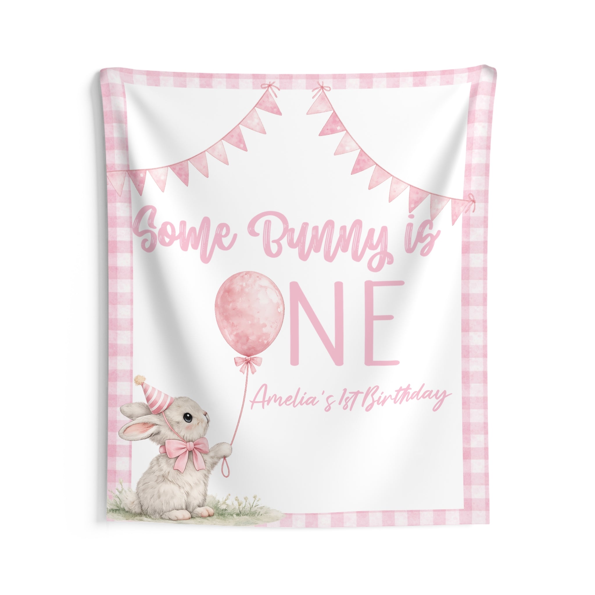 Personalized 'Some Bunny' 1st Birthday Wall Tapestry by Printify