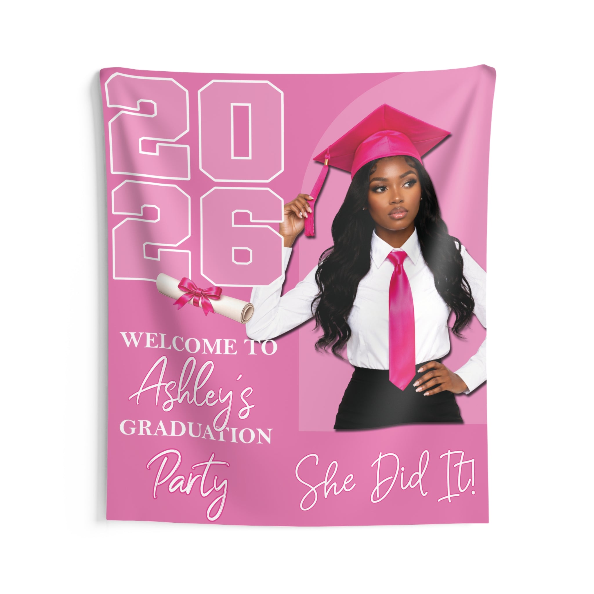 Graduation Party Banner Wall Tapestry With Photo by Printify