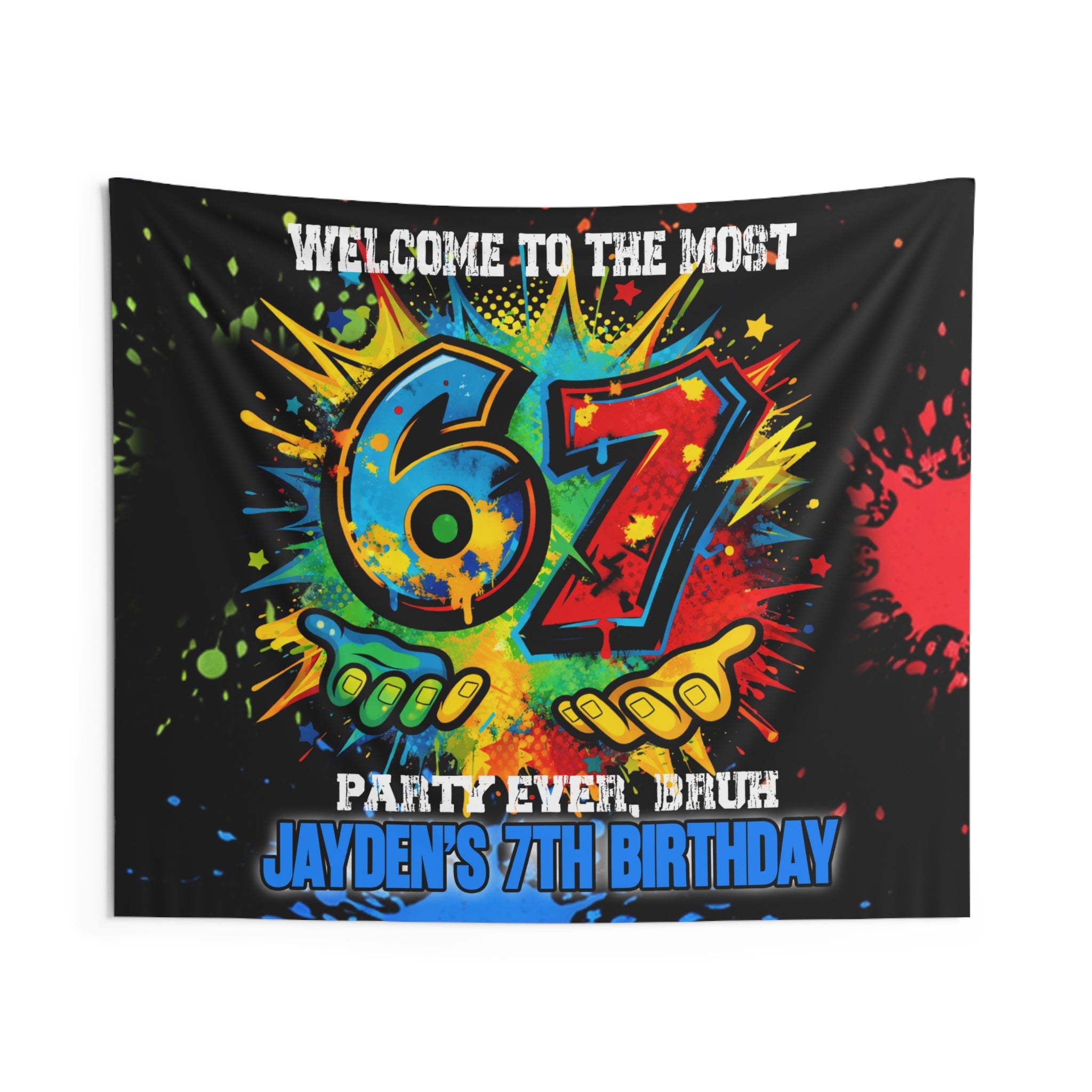 The Most 67 Birthday Party Banner - Personalized With Any Age by Printify