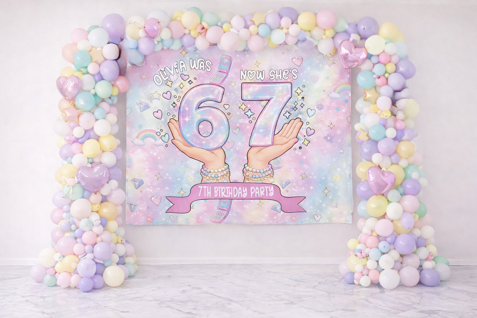 Girly 67 Personalized Party Backdrop | Custom Birthday Banner for Girls by This is Your Sign