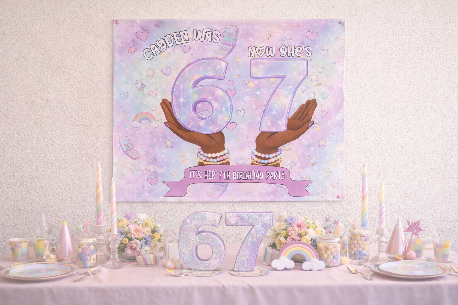 Girly 67 Personalized Party Backdrop | Custom Birthday Banner for Girls by This is Your Sign