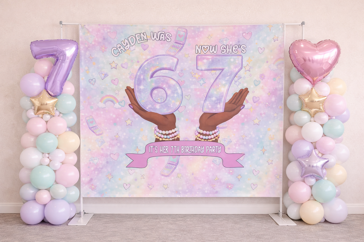 Girly 67 Personalized Party Backdrop | Custom Birthday Banner for Girls by This is Your Sign