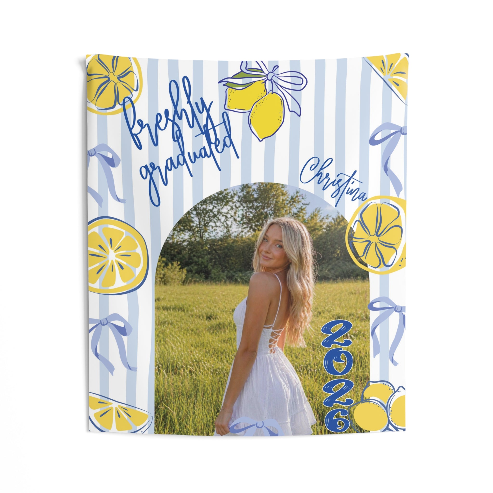 Freshly Graduated Lemon Party Banner With Photo by Printify