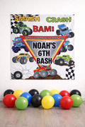 Monster Truck Jam Personalized Birthday Party Banner Indoor Wall Tapestry by Printify