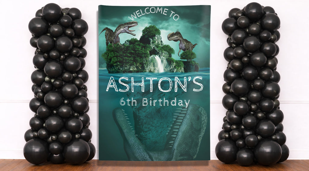 Personalized Dinosaur Birthday Party Tapestry — Custom Name & Age Banner by This Is Your Sign