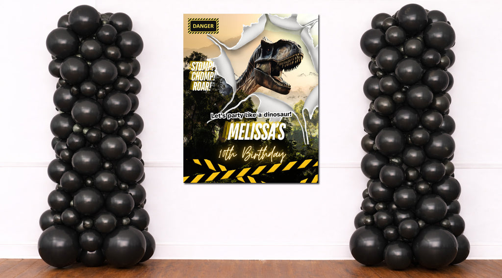Personalized T-Rex Birthday Party Backdrop Banner - Any Age by This Is Your Sign