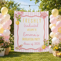Freshly Graduated Party Banner With Lemons Pink and Yellow Theme by This is Your Sign