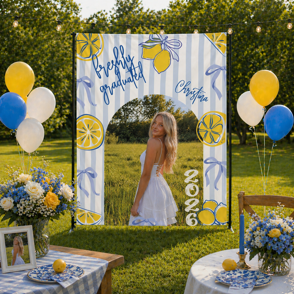 Freshly Graduated Lemon Party Banner With Photo by This Is Your Sign