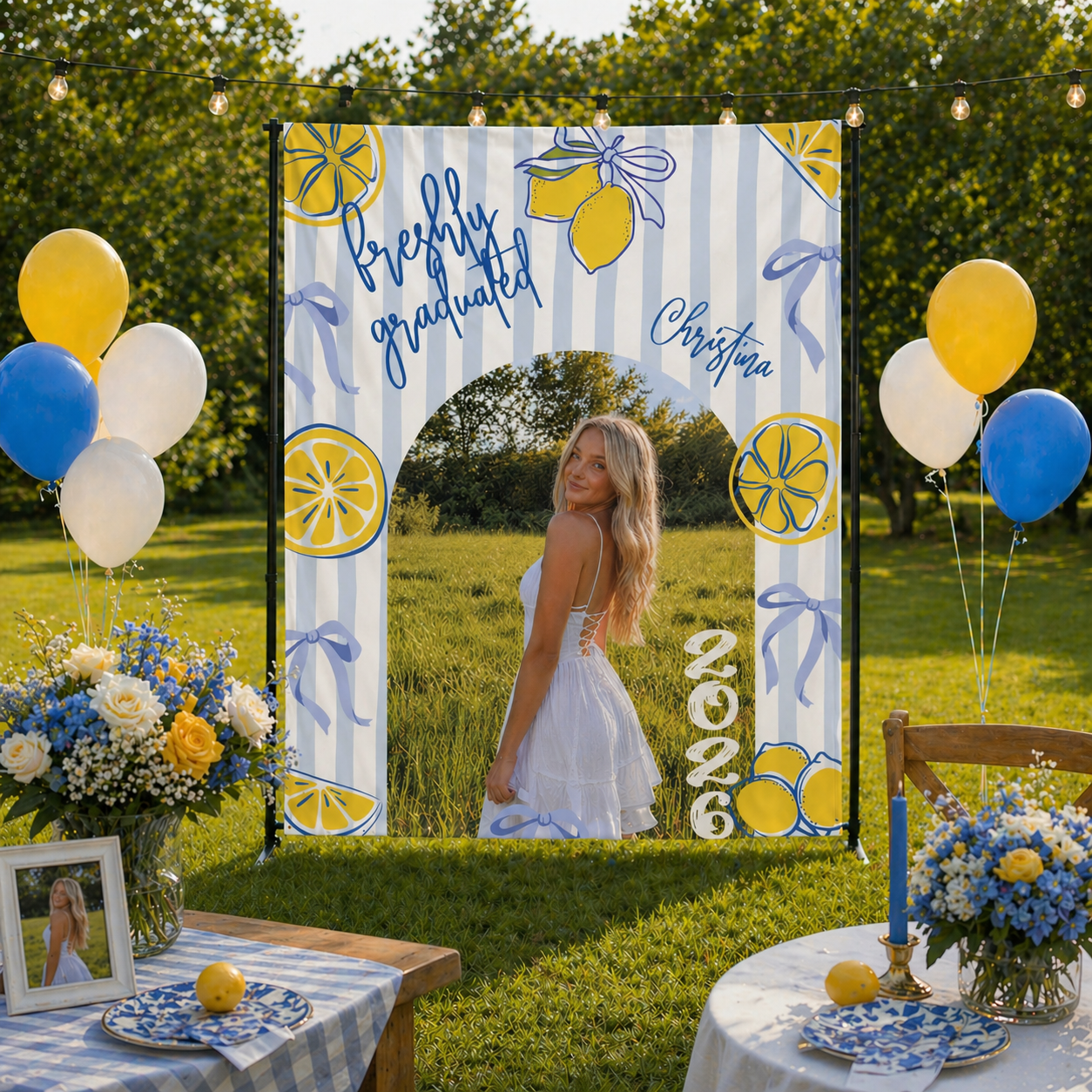 Freshly Graduated Lemon Party Banner With Photo by This Is Your Sign