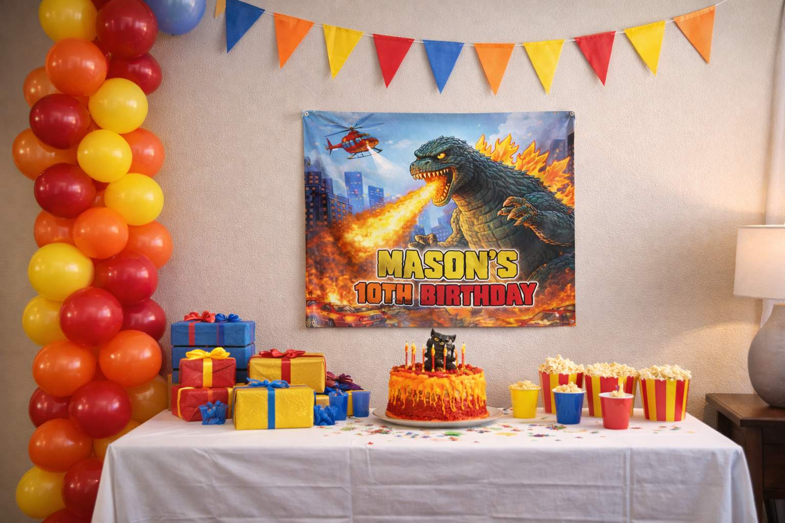Godzilla Birthday Sign | Personalized Birthday Party Banner by Printify