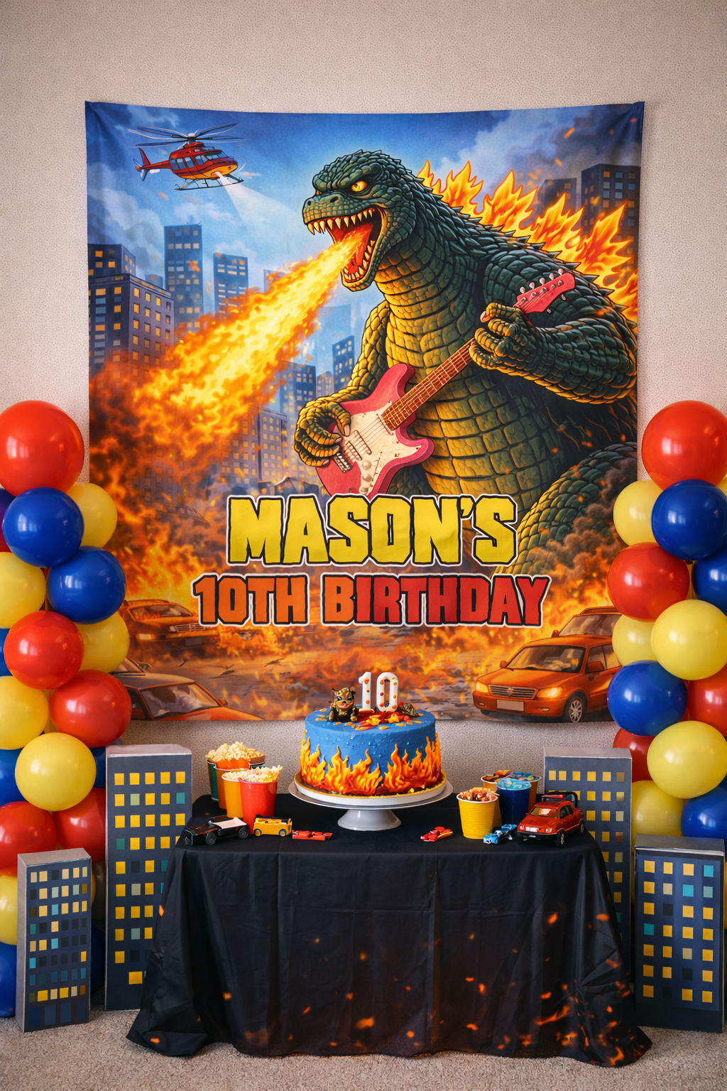 Godzilla Birthday Sign | Personalized Birthday Party Banner by Printify