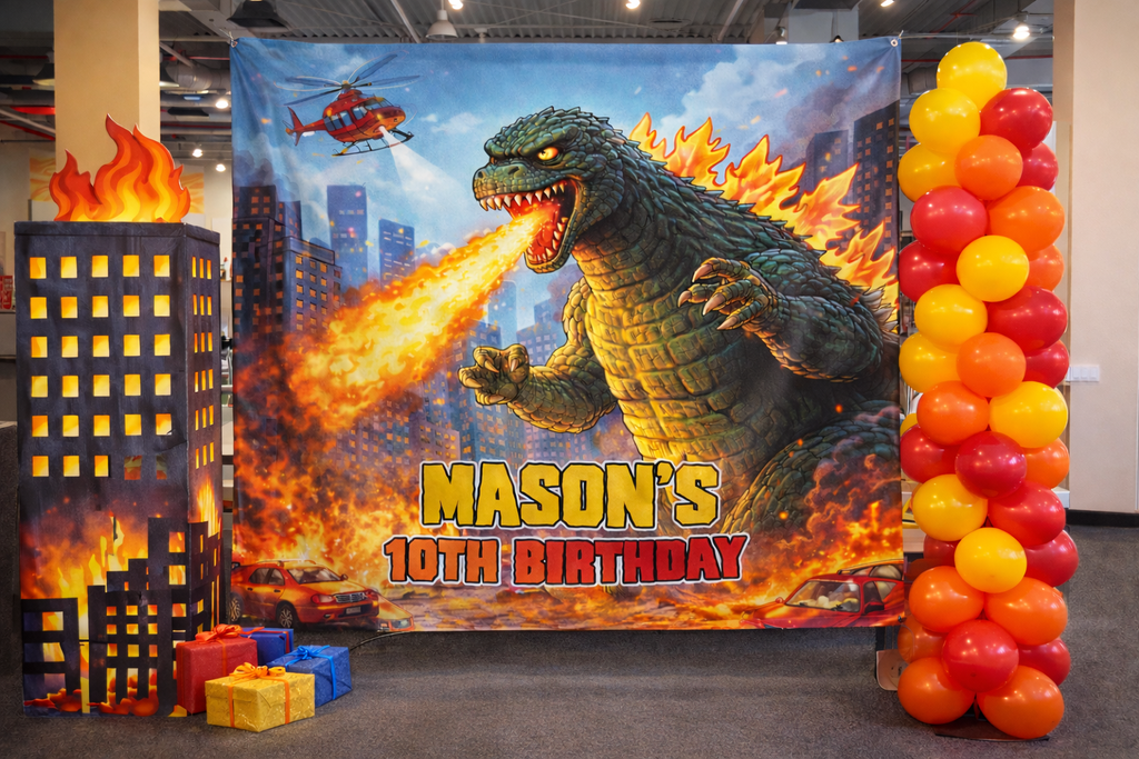 Godzilla Birthday Sign | Personalized Birthday Party Banner by Printify