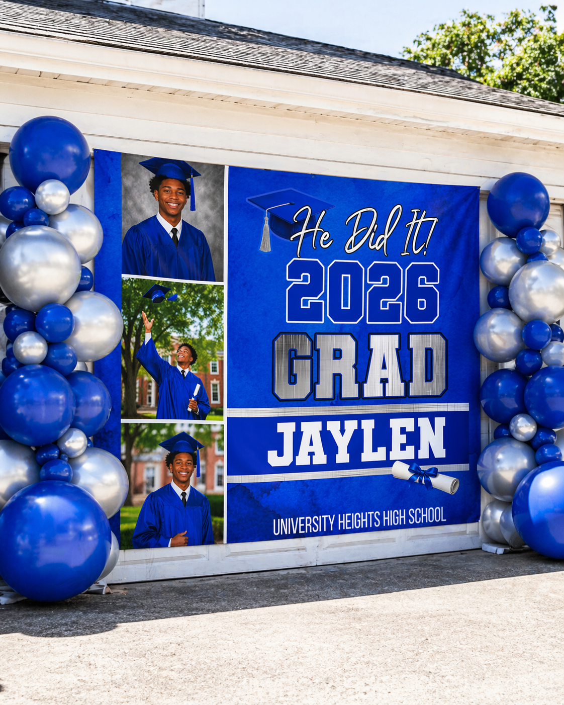 He Did It Graduation Party Banner With Pictures by This is Your Sign