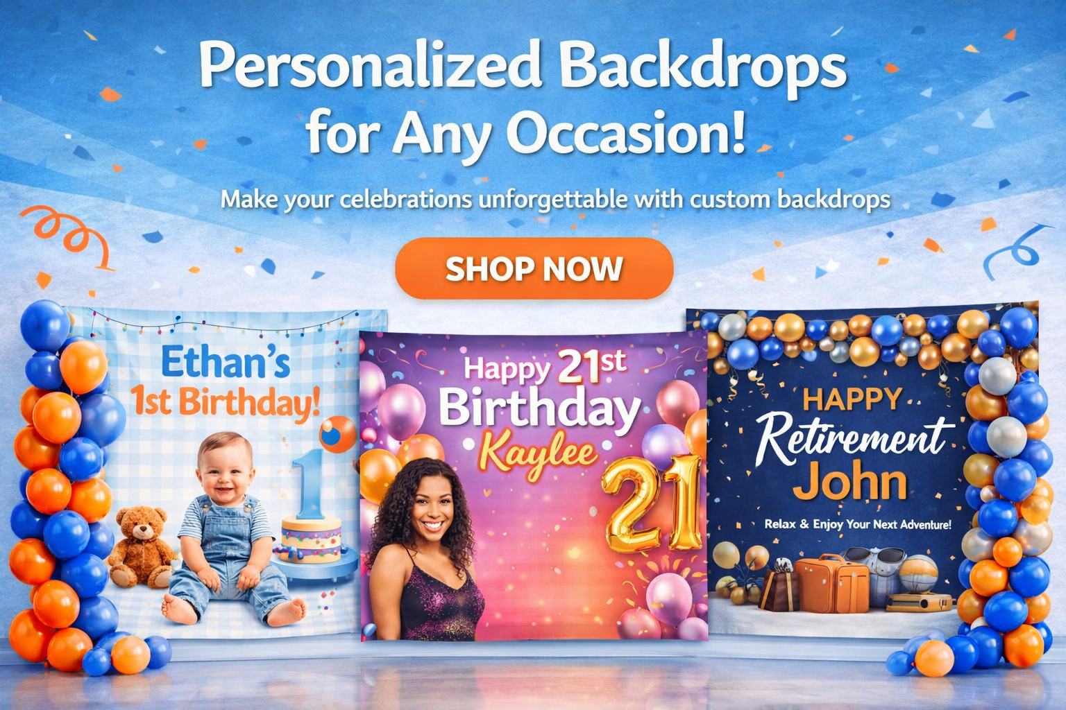 personalized custom backdrop banners birthday sizes